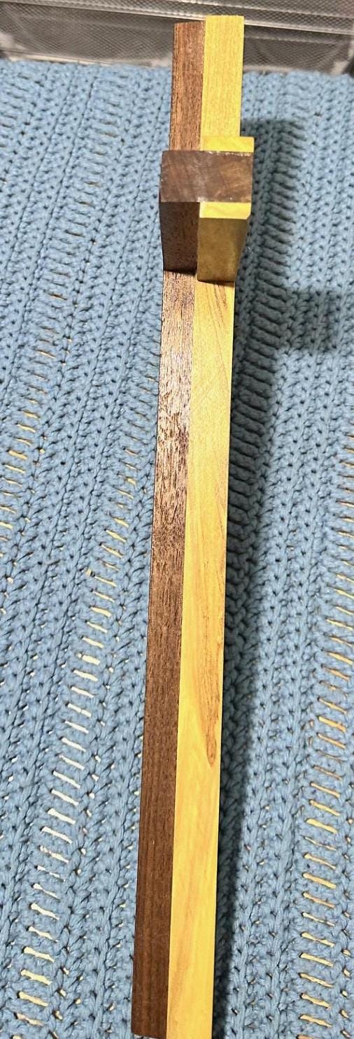 Walnut Cross with Black gum Overlay. 9" X 18". Wall hanger. Natural wood no stain. Solid Hardwood.