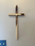 Hickory Cross 9" X 18". Handmade from reclaimed wood. Wall hanger. Natural wood no stain. Solid Hardwood