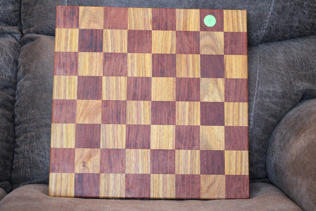 Chess Board Handmade Bloodwood Canary Wood (16x16) – Felt Backing Table Protection