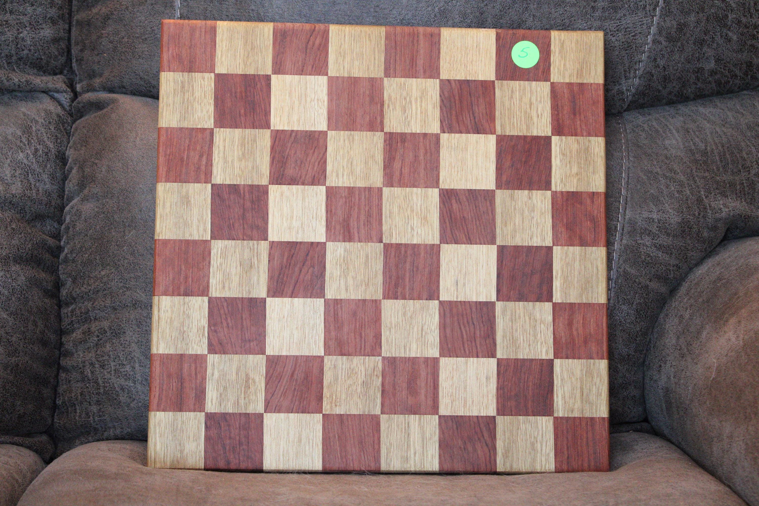 Chess Board, Handmade Exotic Wood (16 x 16) – Felt Backing Included