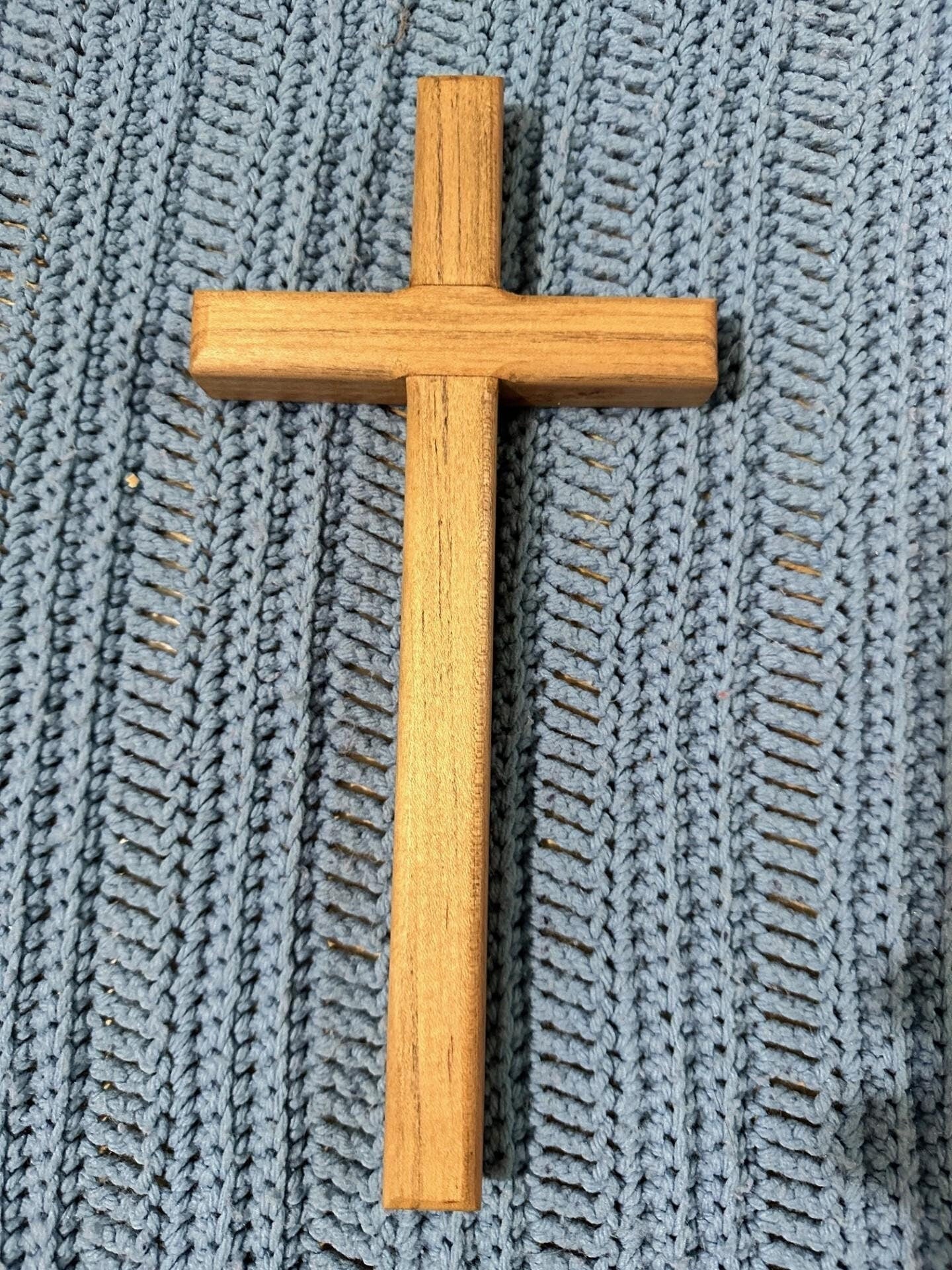 Black Gum Cross. 6" X 11" Wall hanger. Natural wood no stain. Solid Hardwood
