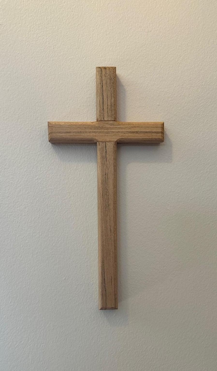 Black Gum Cross. 6" X 11" Wall hanger. Natural wood no stain. Solid Hardwood