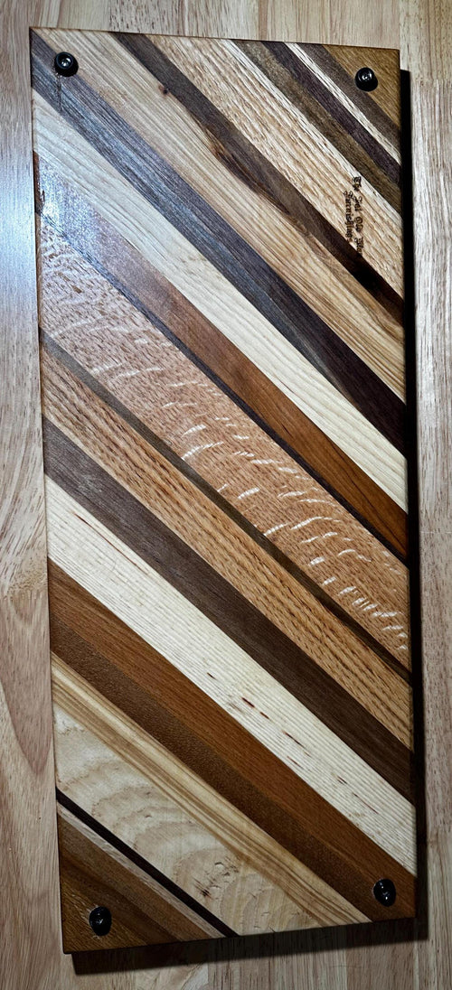 Angled wood Charcuterie Board. Reclaimed wood.