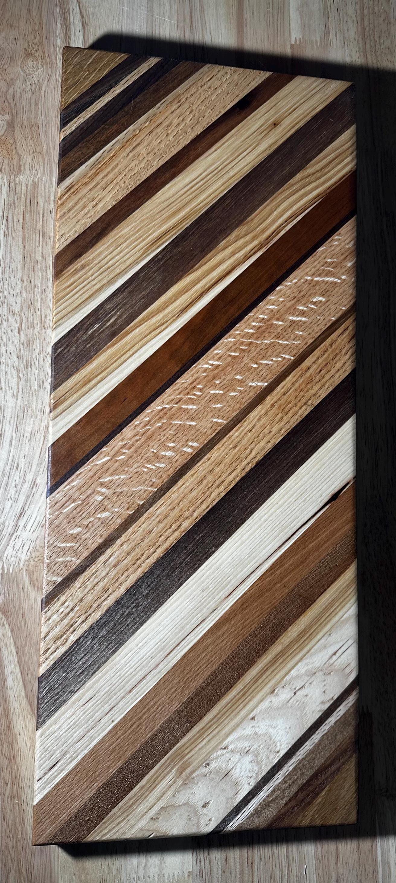 Angled wood Charcuterie Board. Reclaimed wood.