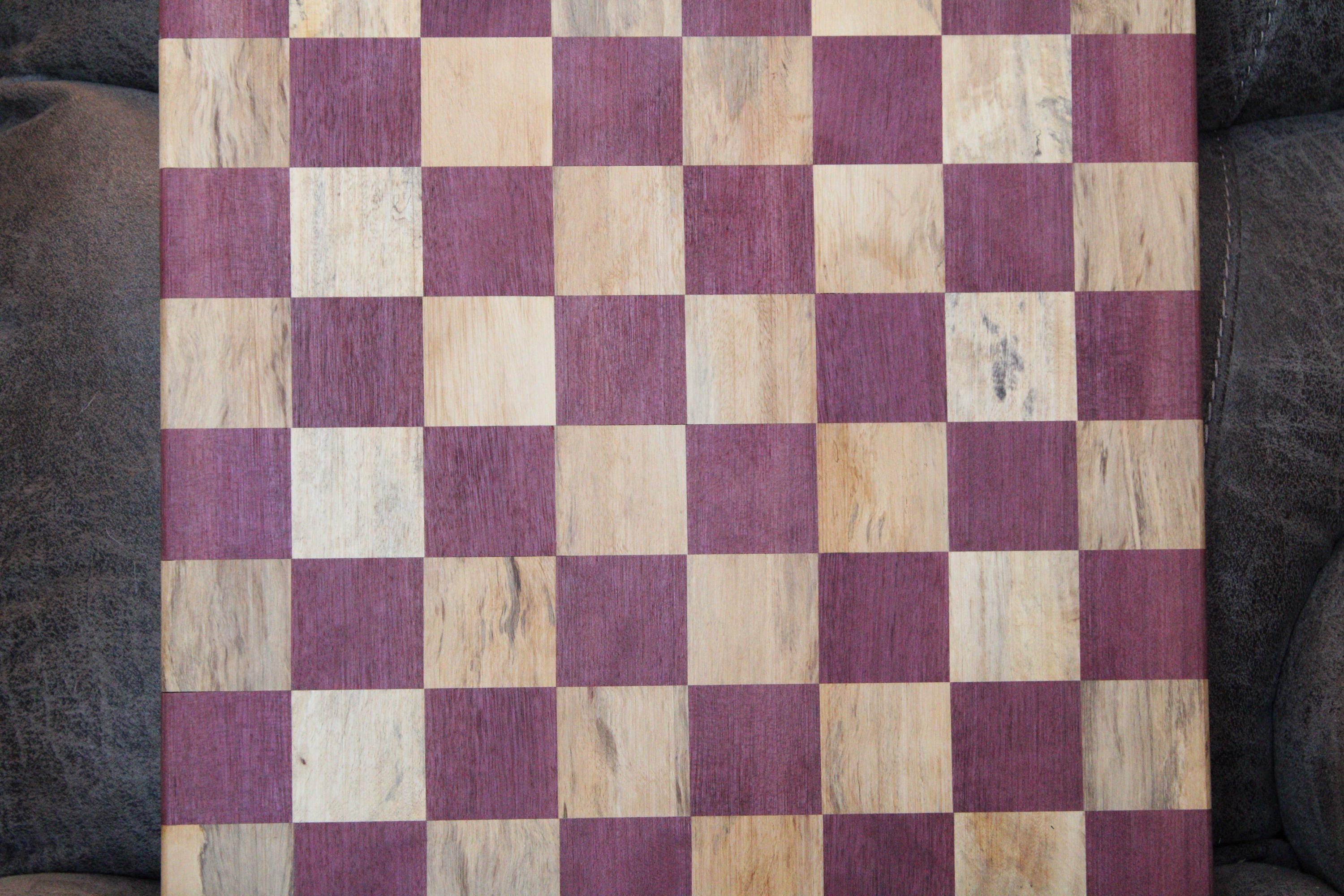 Chess Board Handmade Purple Heart Spalted Tamarind (16x16)