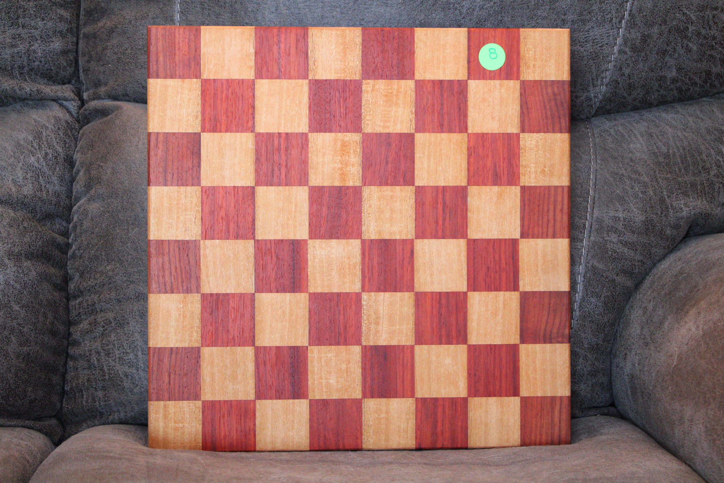 Chess Board, Handmade Exotic Wood (16 x 16) – Felt Backing Included