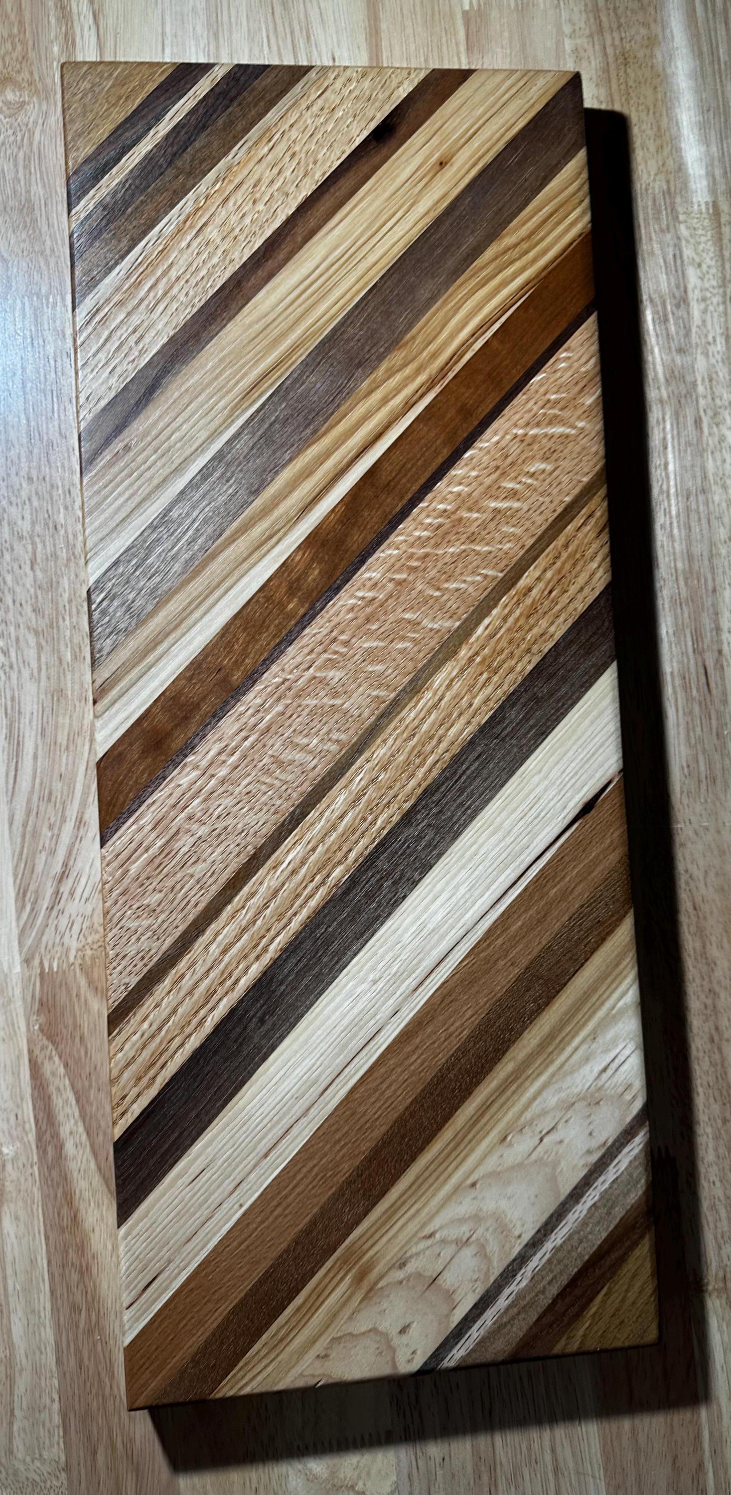 Angled wood Charcuterie Board. Reclaimed wood.