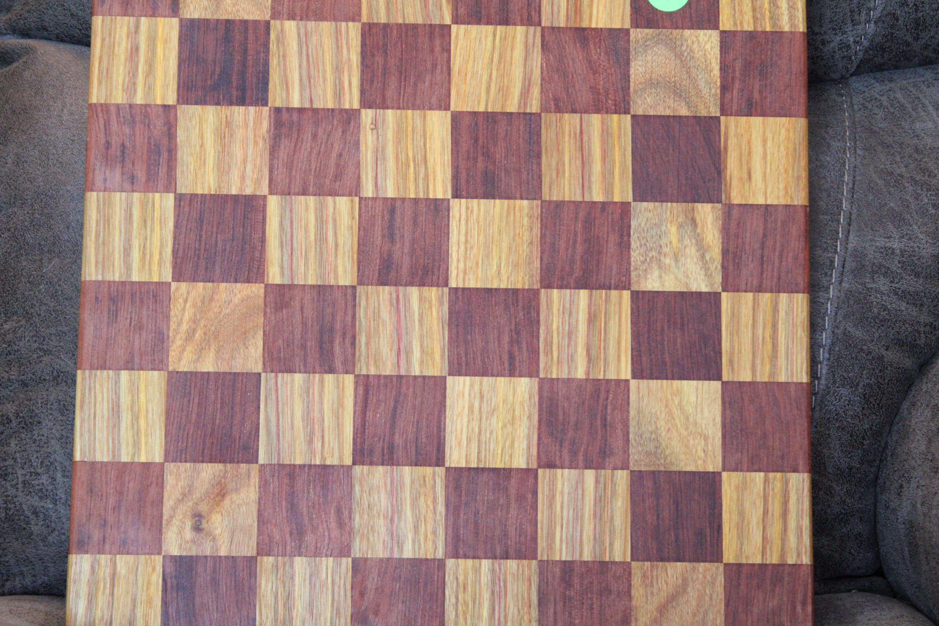 Chess Board Handmade Bloodwood Canary Wood (16x16) – Felt Backing Table Protection