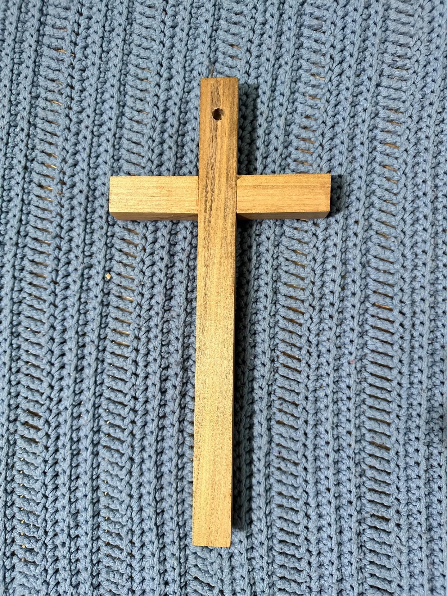 Black Gum Cross. 6" X 11" Wall hanger. Natural wood no stain. Solid Hardwood