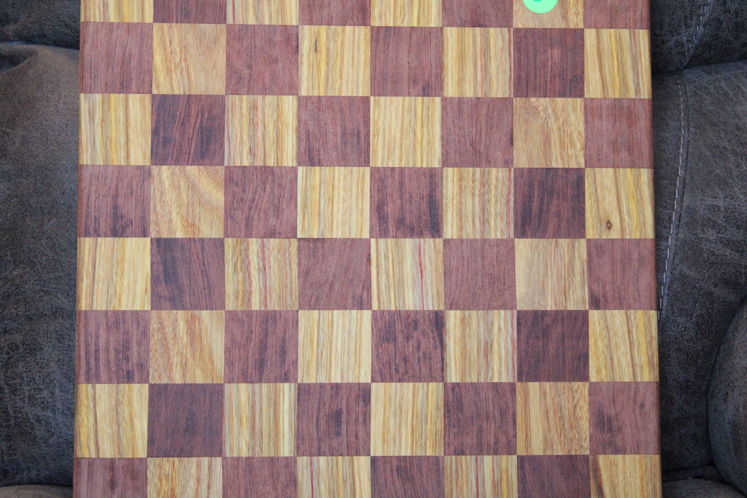 Chess Board Handmade Bloodwood Canary Wood (16x16) – Table Protective Felt Backing