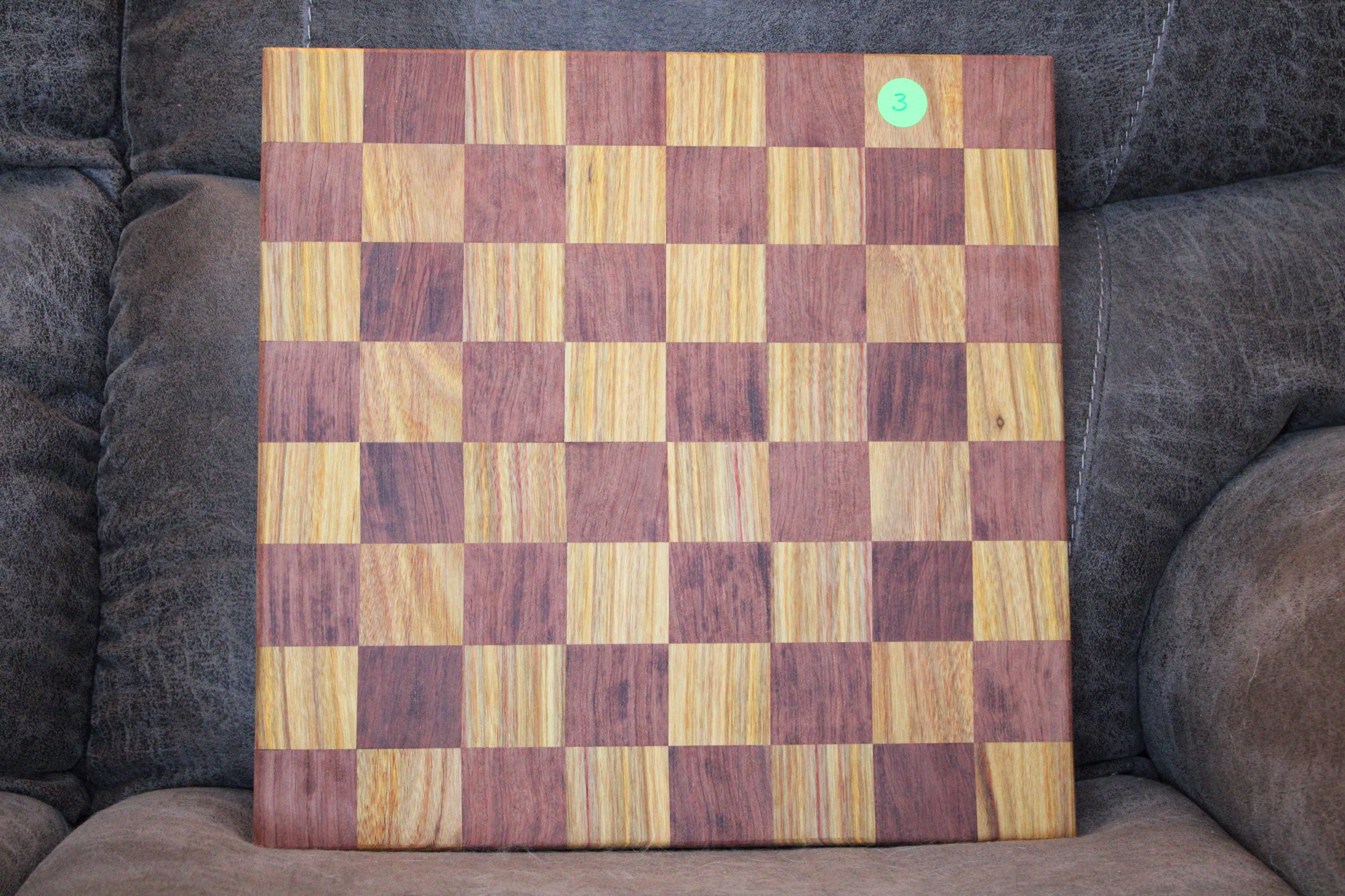 Chess Board Handmade Bloodwood Canary Wood (16x16) – Table Protective Felt Backing